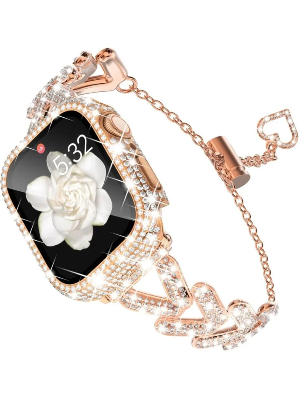Stylish Metal Band & Bling Rhinestone Case for Apple Watch 38mm-46mm - Women’s